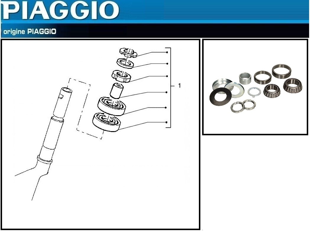 Roulement colonne direction Piaggio X9 500 acier renforcé origine
