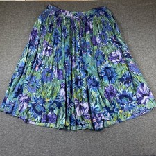 Vintage 2 of us Crinkle Broomstick Maxi Skirt Womens Size Large L Blue Floral