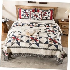 Star Patchwork Quilt Set Size Country Comforter 100 Cotton King Niu01