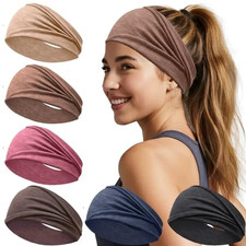 6 Pack Wide Headbands for Women - No Slip Hair Bands for Sports Yoga Workout Run