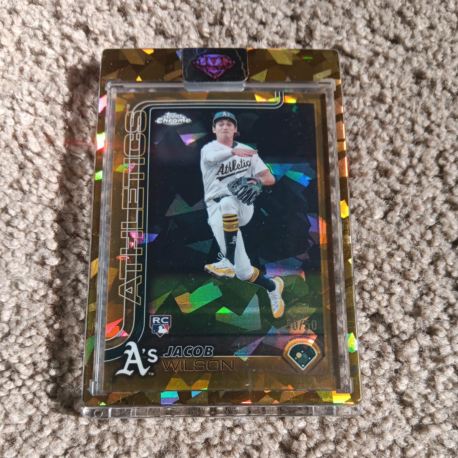 2025 Topps Chrome Sapphire Jacob Wilson RC True Gold Refractor 50/50 Bookend #96
