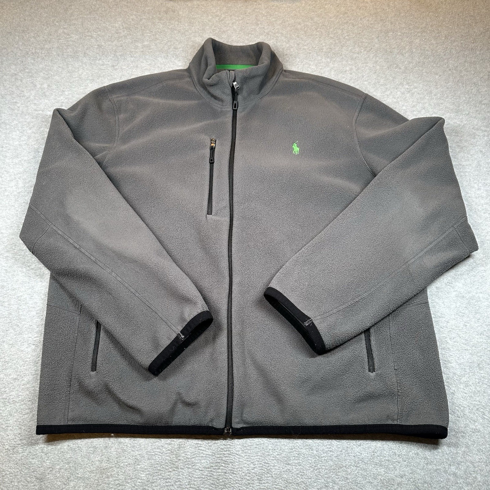 Polo Ralph Lauren Performance Giacca Pile Uomo XL Grigio Full Zip Gorpcore Pony
