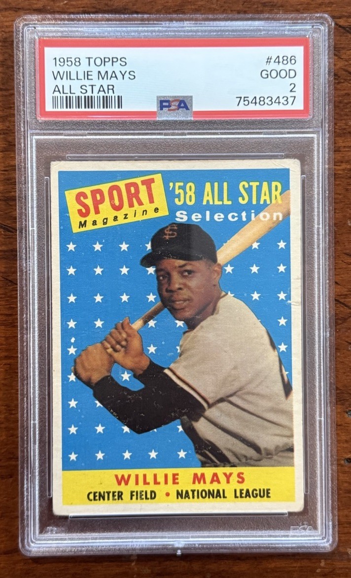 1958 Topps #486 Willie Mays San Francisco Giants All-Star HOF PSA 2 GOOD