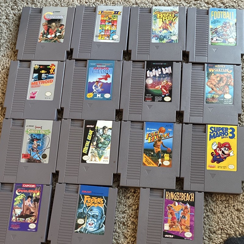 Nintendo NES Game Lot Contra Metroid Metal Gear Super Mario Bros 3 (15 games)