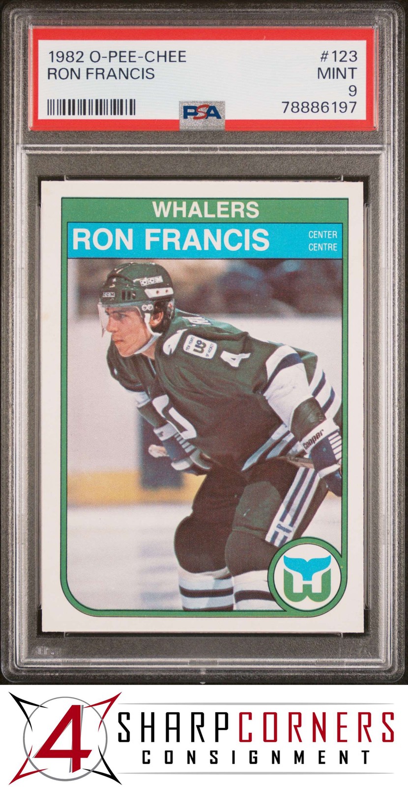 1982 O-PEE-CHEE #123 RON FRANCIS RC WHALERS HOF PSA 9