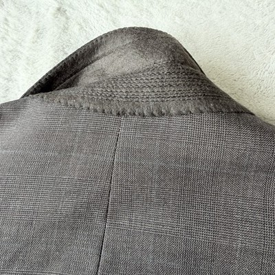 Brooks Brothers Makers Mens Wool Blazer 46R Brown Glen Check Plaid Sportcoat
