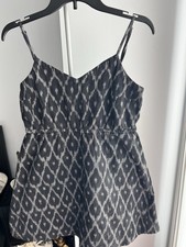 Gap Women’s Sundress Small Black Diamond Pattern Cami Tank Dress Adj. Straps