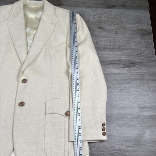 Giacca blazer western vintage Kenny Rogers Circle S taglia 40 R avorio 100% seta USA - Foto 8 di 19