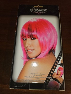Pleasure Wigs Belladonna Wig Hot Pink Black Highlight wig