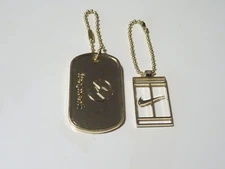 RARE NEW LOT OF 2 Nike X Fragment Design Shoe Hang Tag Keychain with Chain GOLD