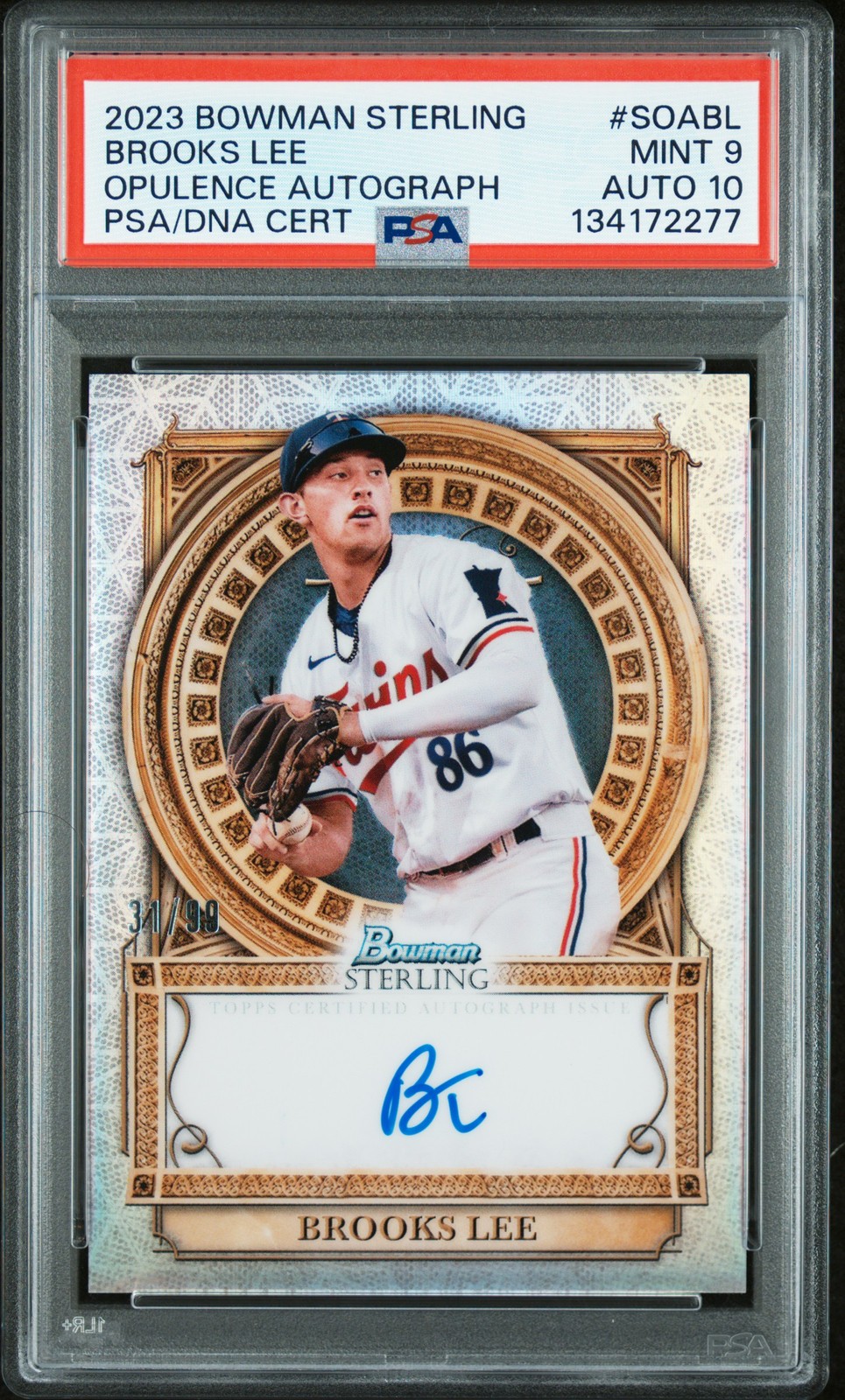 2023 Bowman Sterling Sterling Opulence Autographs #SOABL Brooks Lee PSA 9 view 1
