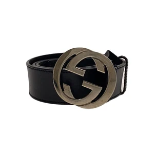 Gucci Ceinture/Cuir/Noir/Plaine/Homme S/114984/Emboîtement G/