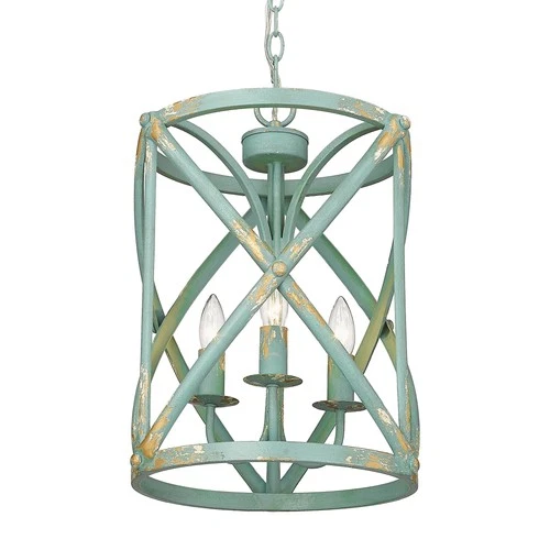 Golden Lighting 0890-3P Alcott 3 Light 13"W Taper Candle Pendant - Teal - Picture 1 of 12