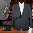 College Hall 2 Piece Suit Mens 42R 34x29 Dark Gray Striped Wool Two Buttons