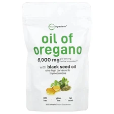 Micro Ingredients Oil of Oregano with Black Seed Oil, 300 Softgels NEW