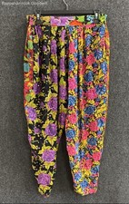 Vintage 90s Patricia Heermann Reversible Harem Pants Floral Sequin Womens S/M
