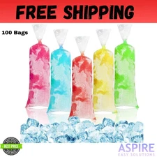 100 Ice Candy Plastic Bags - 4X12 Bolsas Para Bolis De Hielo Mexicanos Freeze