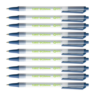 10 x BiC  Druckkugelschreiber Kugelschreiber Ecolutions Clic Stic 0,4 mm blau