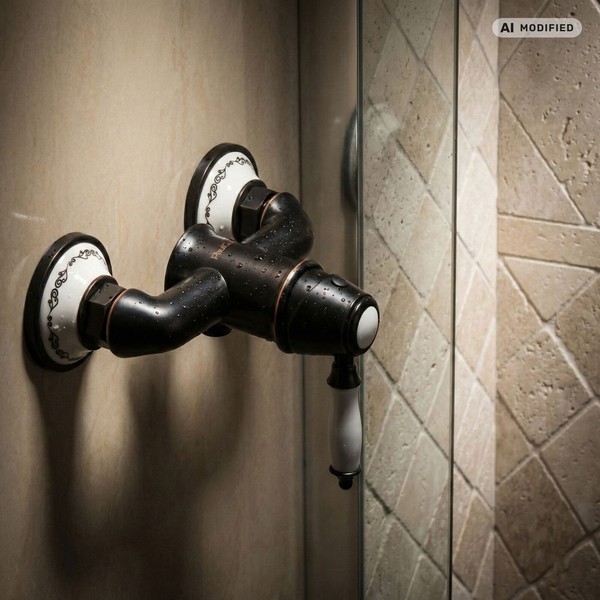 PaulGurkes Schwarze Nostalgie Duscharmatur Retro Design Einhandmischer BordüRe-image