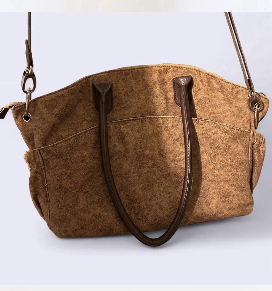 Kalencom Weathered Brown Canvas Diaper Bag Crossbody Shoulder Bag - Image 3 of 4