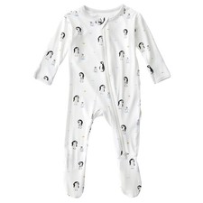 Soft Bamboo Baby Footie Pajamas for Newborns, 12-18 Months, Penguin Print