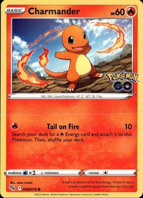 Charmander Common Pokemon GO 008/078 NM