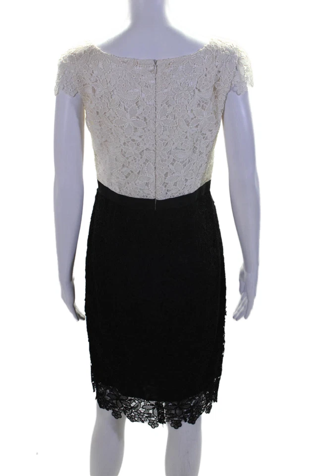 Barneys New York Women's Sleeveless Lace Color Block Midi Dress Beige Size 40 - Image 3 of 4