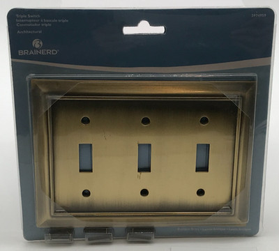 Brainerd Wall Switch Plate Antique Brass Finish Triple Switch 3974959 (R10)