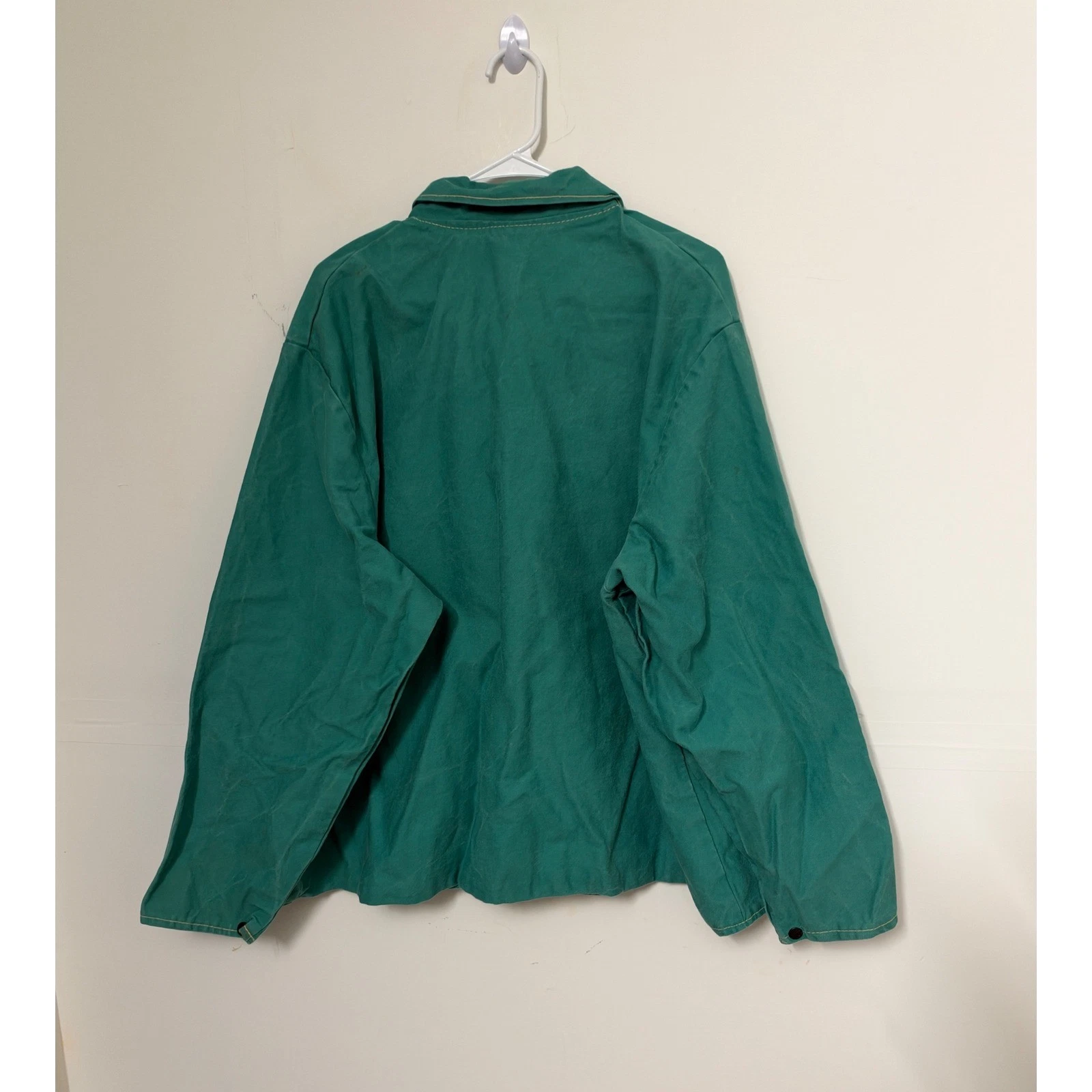 Vtg European Green Canvas Chore Jacket Mens 2XL Snap Button Workwear Boxy RARE - product detail image 2