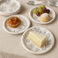 Disposable Floral Paper Plates 50 Pack 7 Inch Party