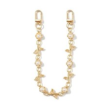 Leaves Pearl Bag Chain Charm, Brilliant Zircon Purse Chain Strap, Style2