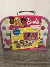 BARBIE 10 PIECE METAL TEA SET WITH CARRYING C...