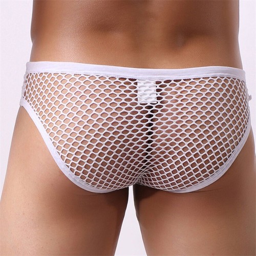 Sexy Men Boy Hollow Out Underwear Briefs Mesh Fishnet Thong Underpants Panties - Picture 12 of 15
