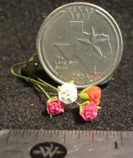 4 Half Open Carnation Red Pink White Flower Garden Floral :12 Miniature 9852