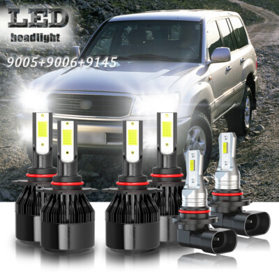 For Toyota Land Cruiser 1998-2007 LED Headlight High/Low Fog Light Bulbs Kit