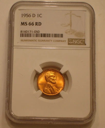1956-D Lincoln Cent NGC MS 66 RD superb Gem BU firey Red SPARKLING Frosty