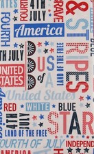 4th of July Patriotic Sentiments Vinyl Flannel Back Tablecloth Var Sizes