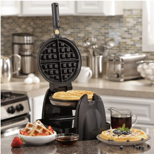 Waffle Maker Belgian Style Pro Restaurant New Stainless Hamilton Beach Non-Stick-image