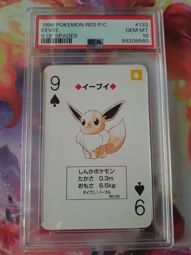 1996 Pokemon Eevee 9 of Spades Red Charizard Poker Playing Card PSA 10 Gem Mint