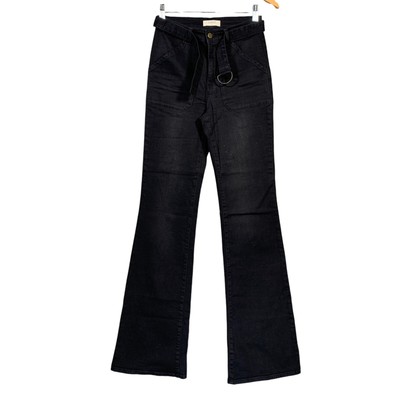 Bash Jeans Size 8 Black Bootcut Flares Velasko Blackstone W26 L34 Belted Y2K