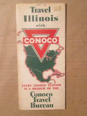 Conoco Highway Road Map of Illinois 1936