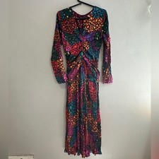 NWOT FARM Rio Rainbow Hearts Midi Dress Size S