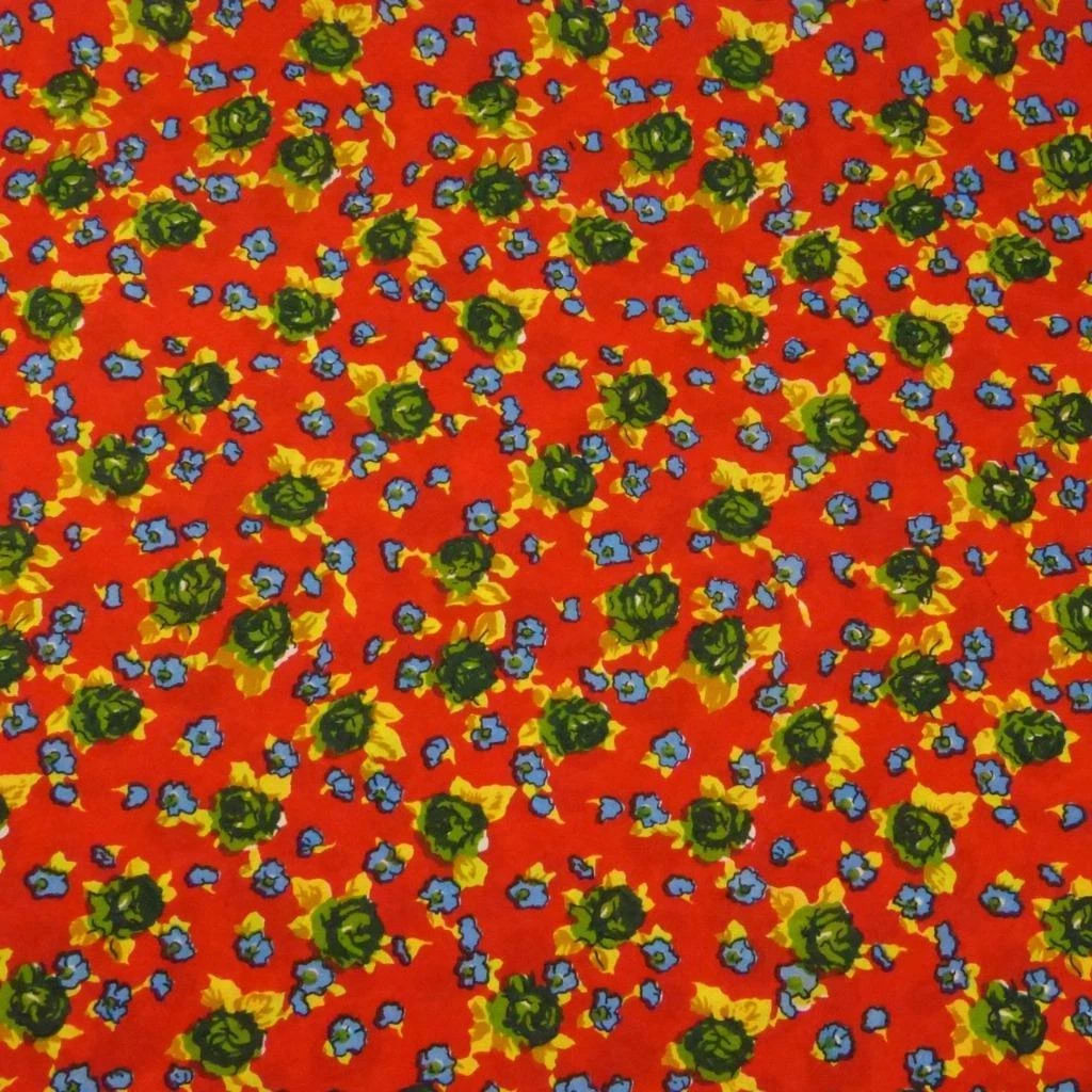 29" W Vintage Daiwabo (Japanese) Fabric, Small Roses on Red, Per 1/2 Yd image 1