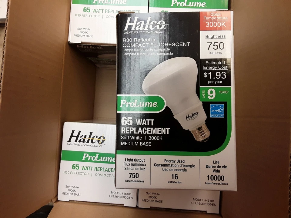 (6 pk) Halco 46101 ProLume Compact Fluorescent Lamp CFL16/30/R30/ES - Image 2 of 3