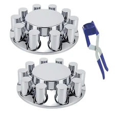 Chrome ABS 33mm Thread-On Axle Cover Hub Caps and Lug Nut Covers for Semi Truck