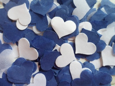 Royal Blue White Tissue Hearts Wedding Confetti Party Decoration
