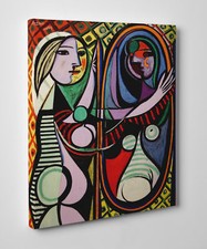 🎨Quadro Vernice Pennellate Picasso Donna Davanti allo Specchio Stampa su Tela