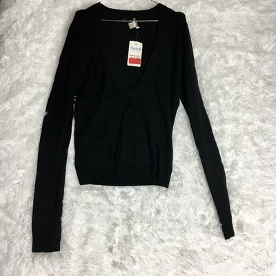 American Rag Junior's Long Sleeve V Neck Black Sweater Size S New with Tags