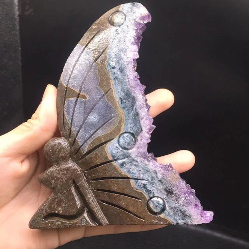 Natural Uruguay Amethyst Crystal Cluster Healing Butterfly Fairy Decoration 6'' - Picture 7 of 12