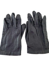 Vintage Black Gloves 8" Capeskin Leather Solid Pattern Silk Lined Women's Size 7